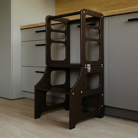 2-in-1 Lernturm &amp; Spieltisch: Holzoptik