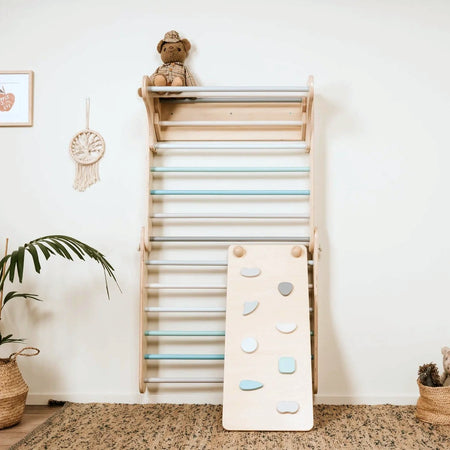 Pikler Dreieck & Sprossenwand 2-in-1 Kletterset mit Rampe