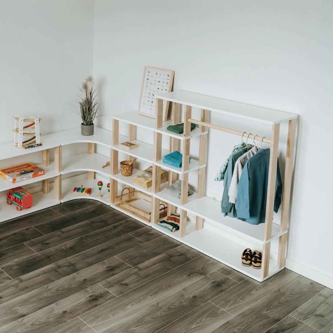 Roomix kids wardrobe with adjustable shelves and drawers, built to grow with your child’s needs