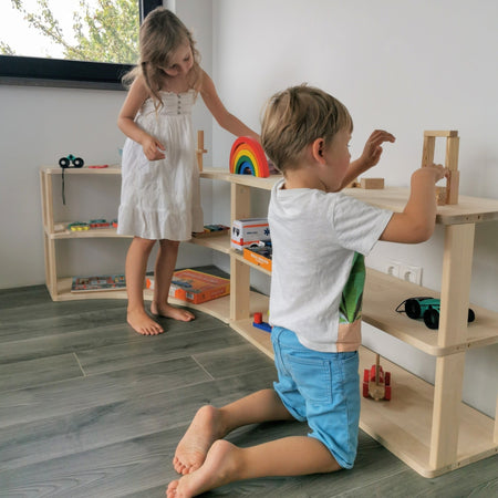 Create Your Own Montessori Storage Unit - Natural Wood Finish - Kids