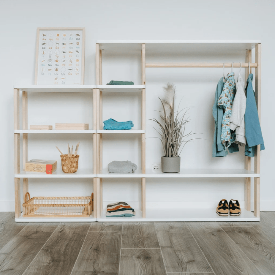Create Your Own Montessori Storage Unit - White and Natural - Kids