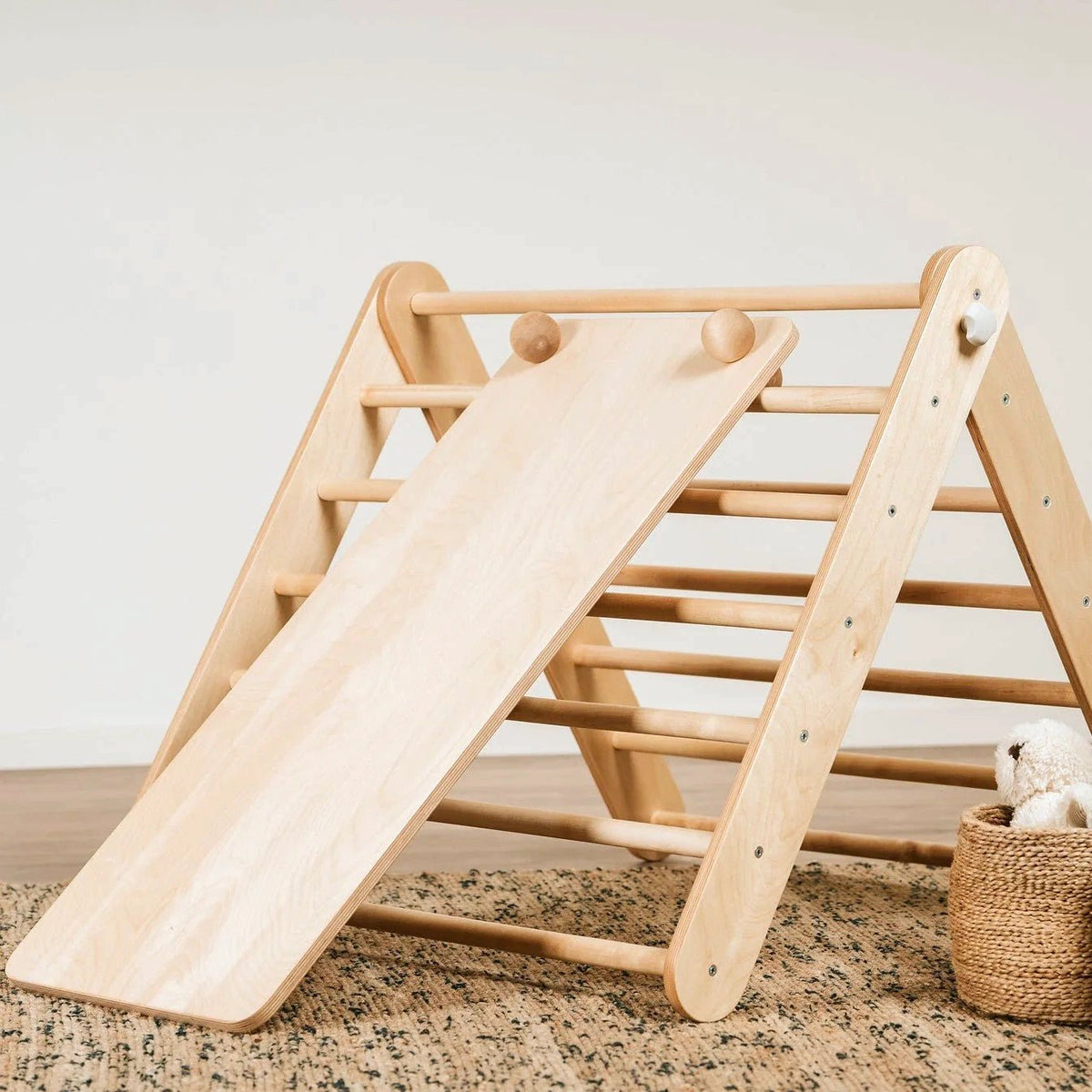 Pikler Triangle & Swedish Wall 2-in-1 Climber Set with Ramp - Kids