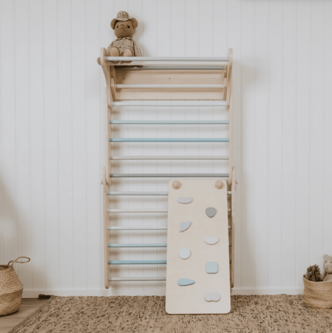 Pikler Triangle & Swedish Wall 2-in-1 Climber Set with Ramp - Kids